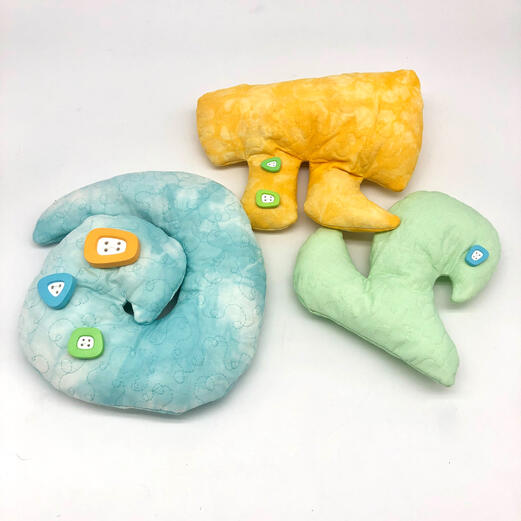 "Embrace IV, V, VI," Dyed Fabric, Resin, Acrylic Paint, Polyester Stuffing, Found Objects (inside), 11.25” x 10.5” x 2.75", 8.75” x 8.5” x 1.75”, 11.5” x 10.5” x 2.25”, 2023