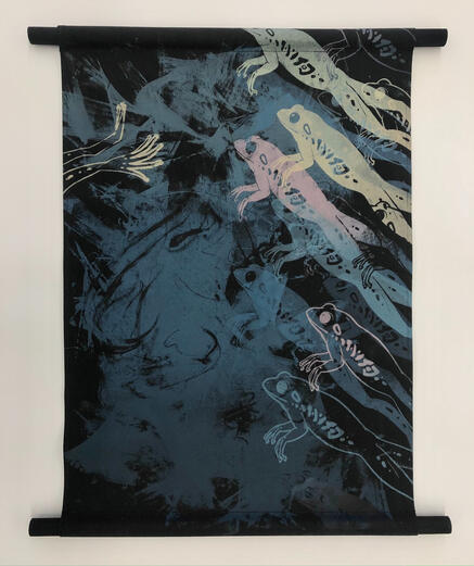 "Cadence," Screen Print on Fabric, Wood, 19"x13.5", 2021
