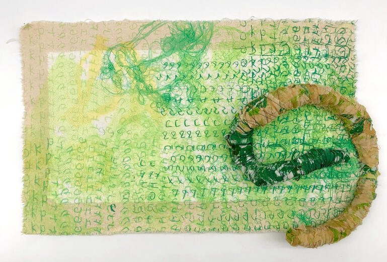 "I Remember When...," Screen Print, Fabric, Canvas, Thread, 11.75"x18.5"x2.5", 2022