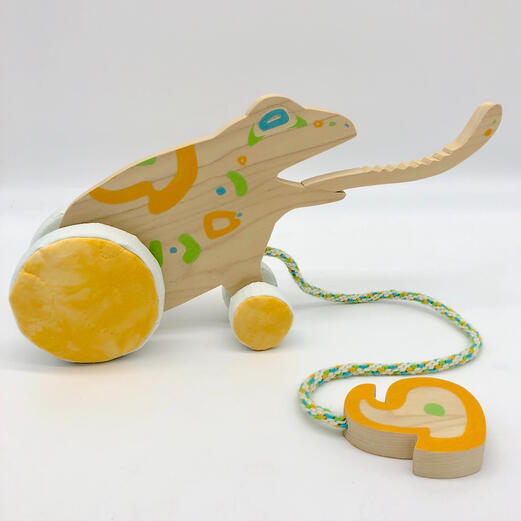 "Ensemble II", Poplar Wood, Acrylic Paint, Dyed Fabric, Yarn, Polyester Stuffing, 16.5” x 4” x 8”, 2023