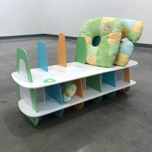 "Toy Box," MDF Wood, Acrylic Paint, 38.25” x 14.75” x 20”, 2023